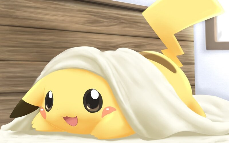 Pikachu under a blanket