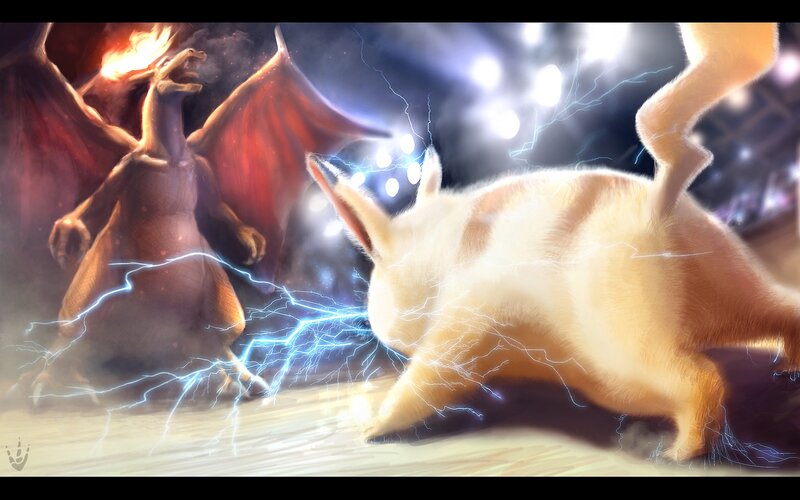 Pikachu vs Charizard battle