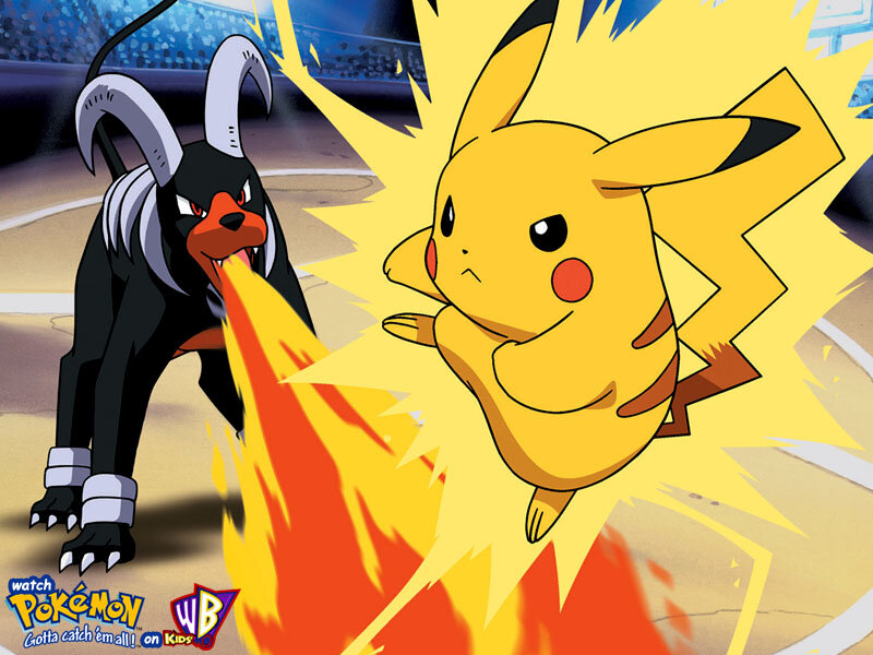 Pikachu vs Houndoom battle