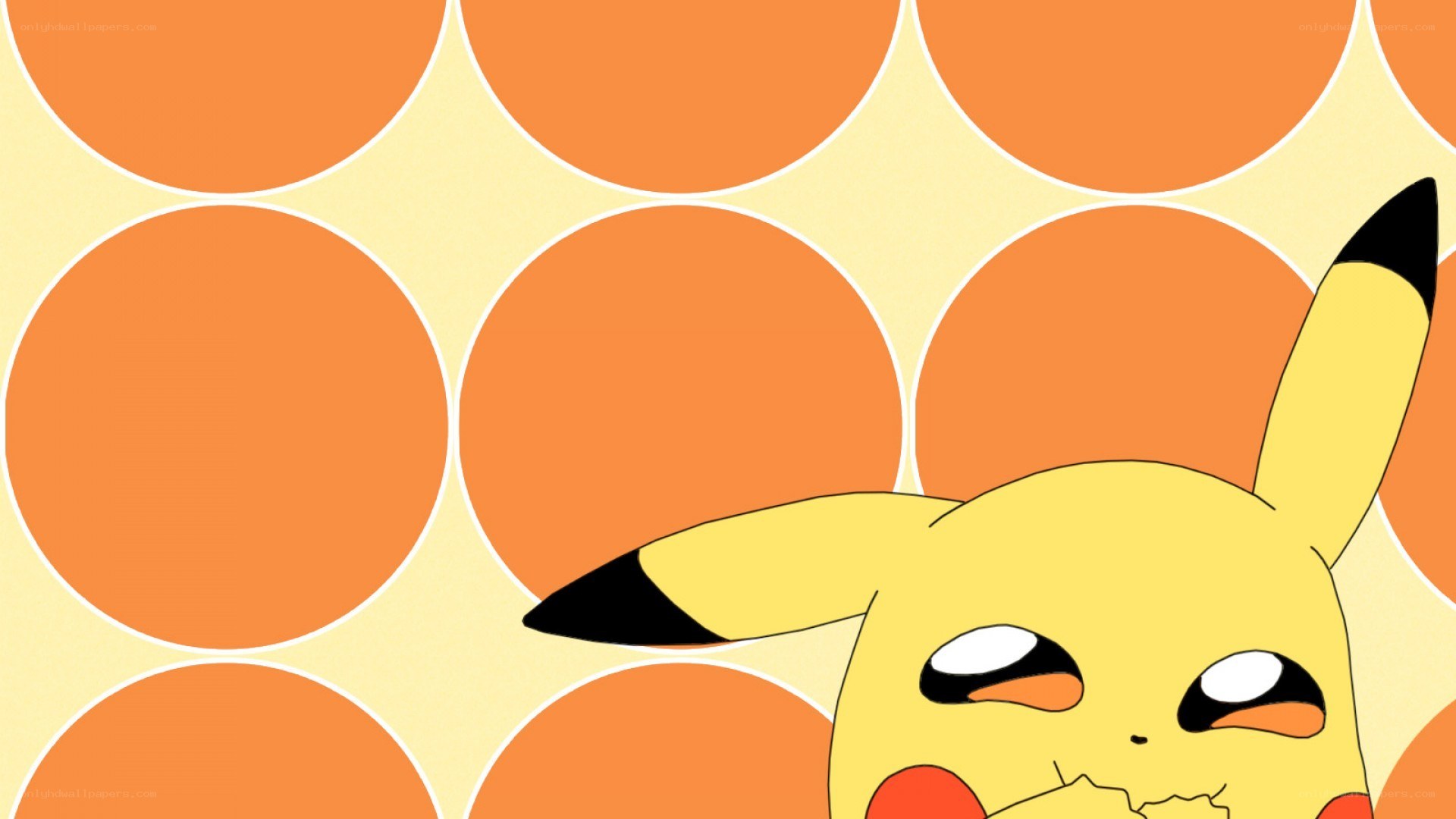 Pikachu winking on orange background