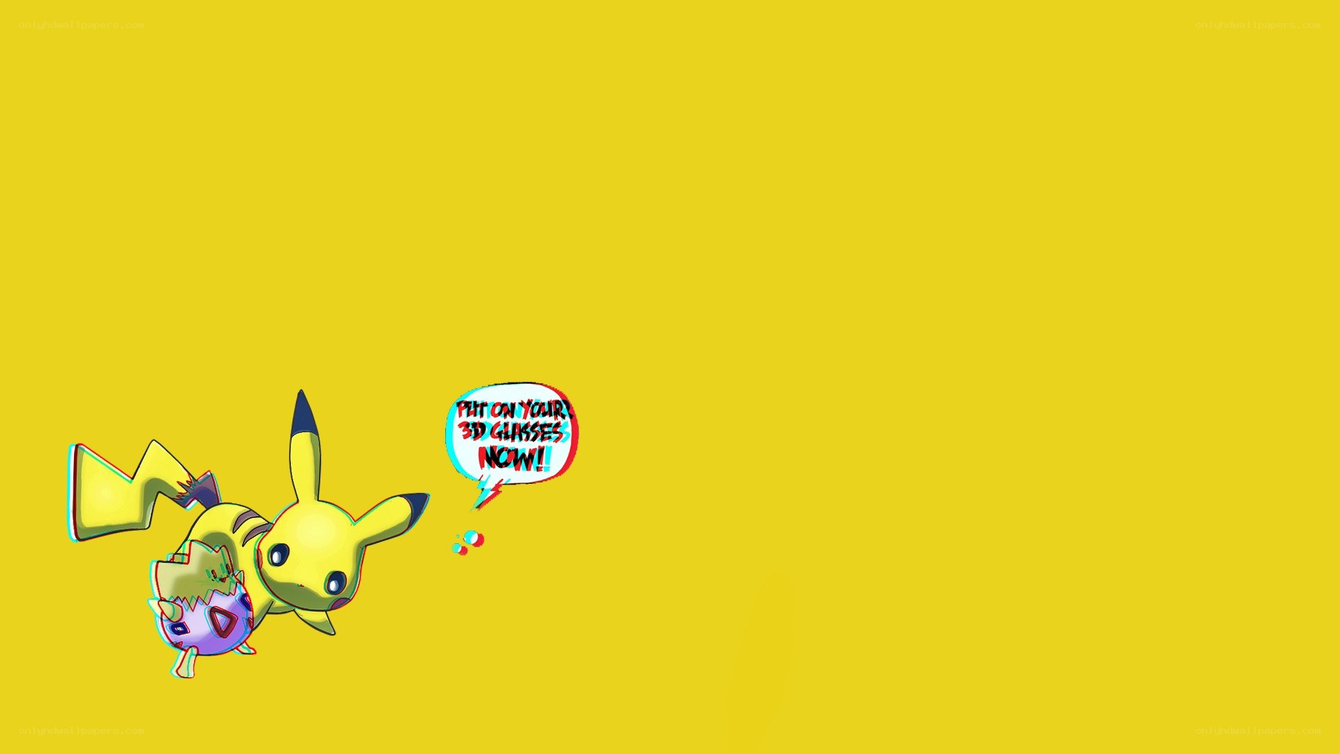 Pikachu with 3D glasses prompt