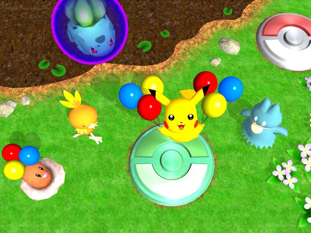 Pikachu with balloons in game