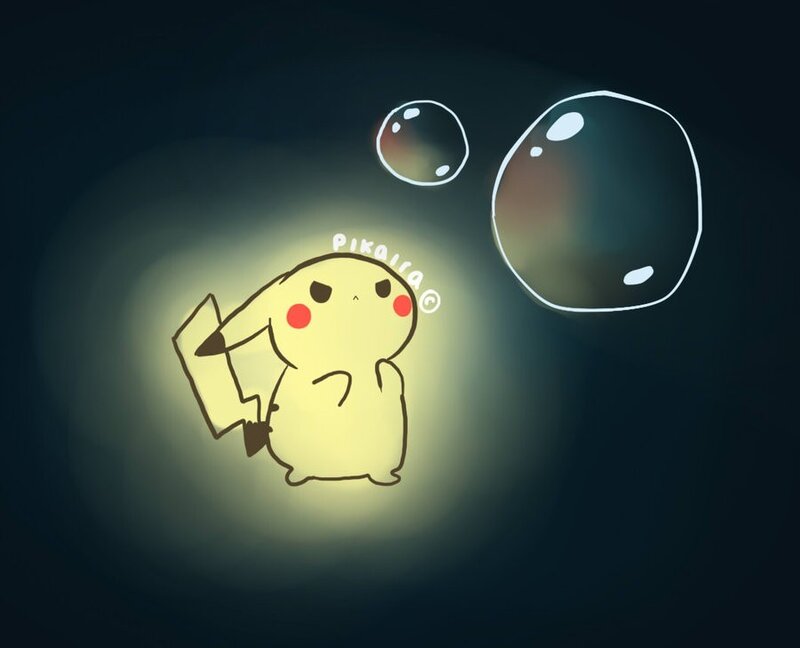 Pikachu with Bubbles — Yellow, Calm