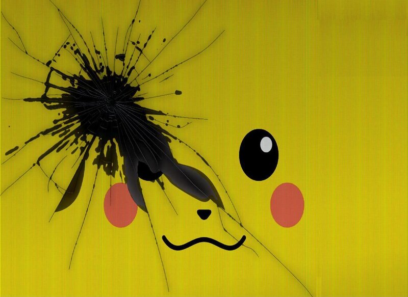 Pikachu with cracked screen