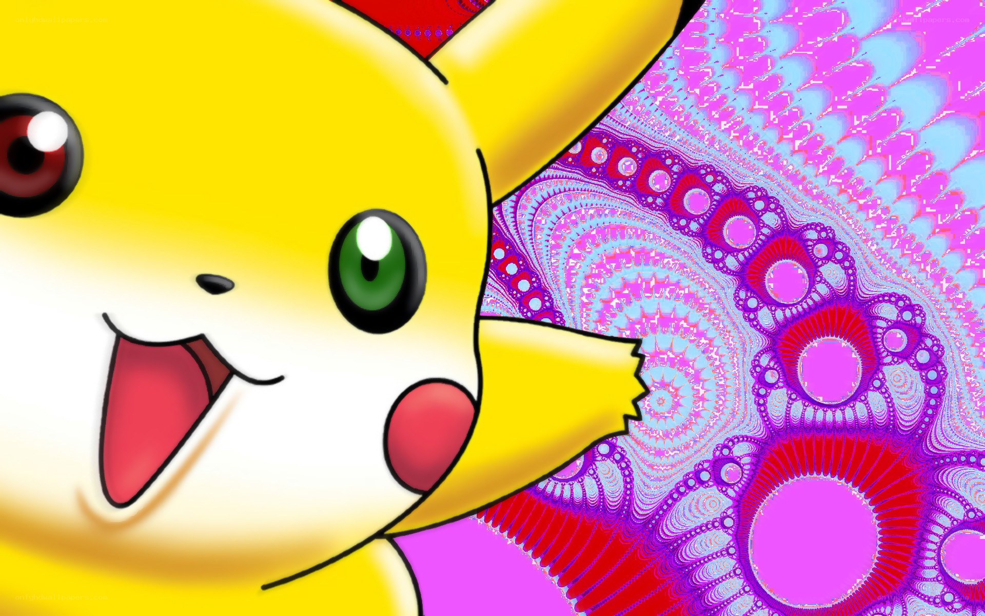 Pikachu with fractal background