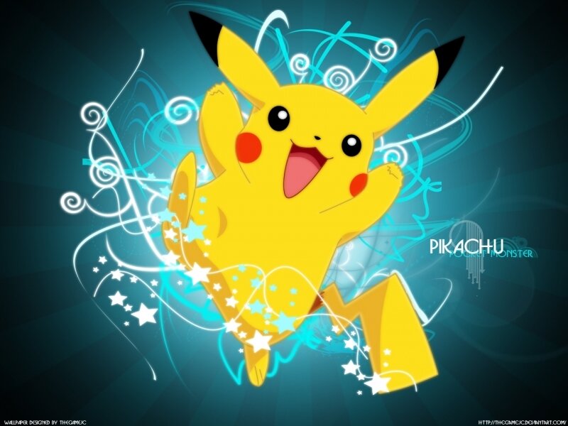 Pikachu with stars and swirls