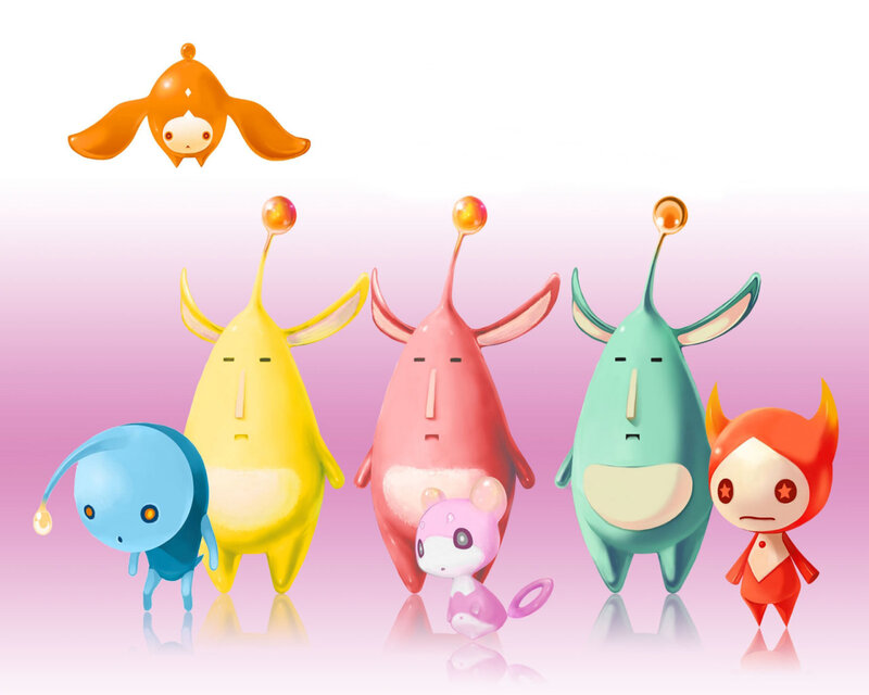 Pikmin characters in a group