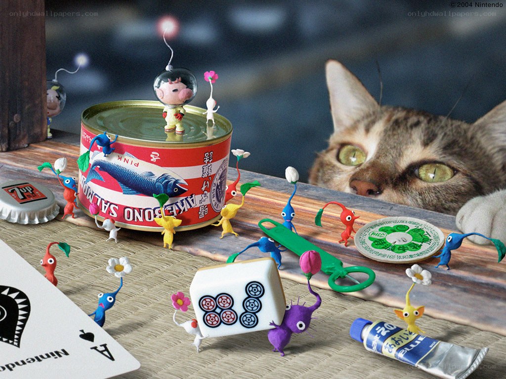 Pikmin characters on a table
