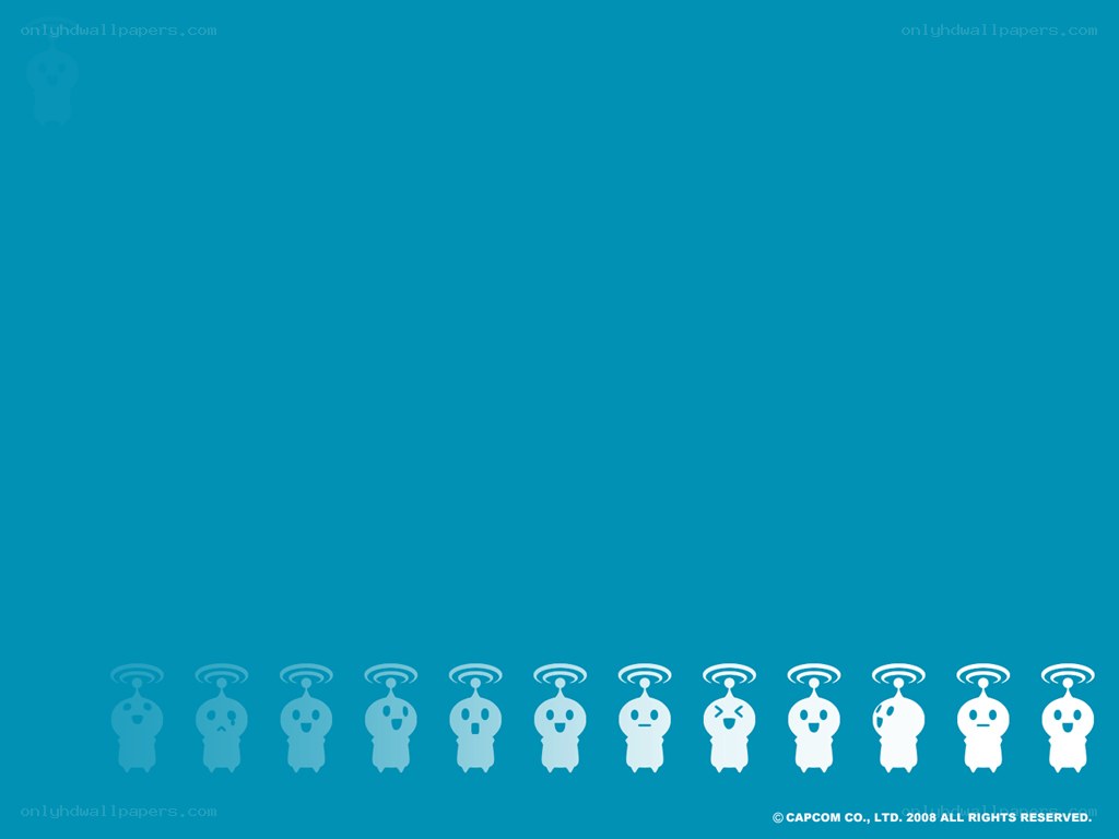 Pikmin characters on blue background