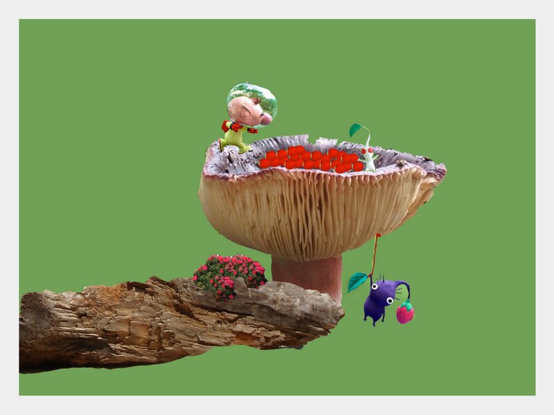 Pikmin Characters on Mushrooms