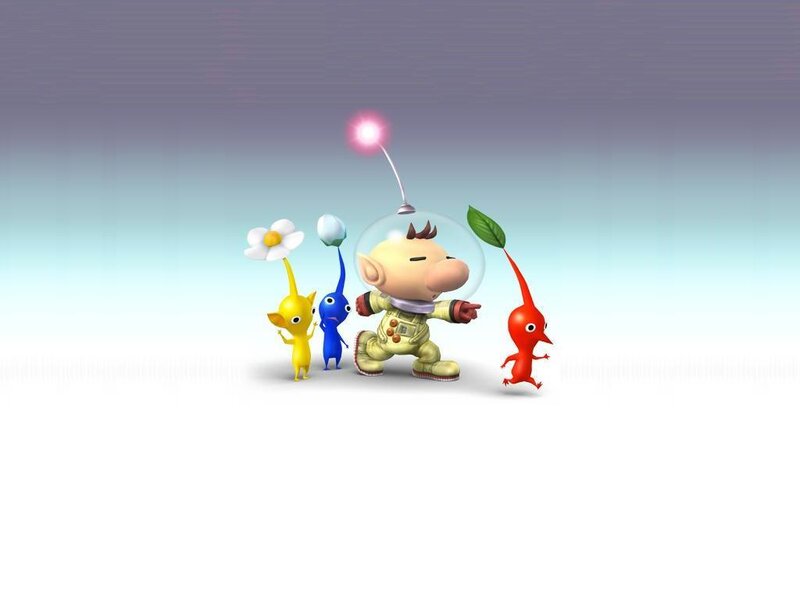 Pikmin characters with Olimar