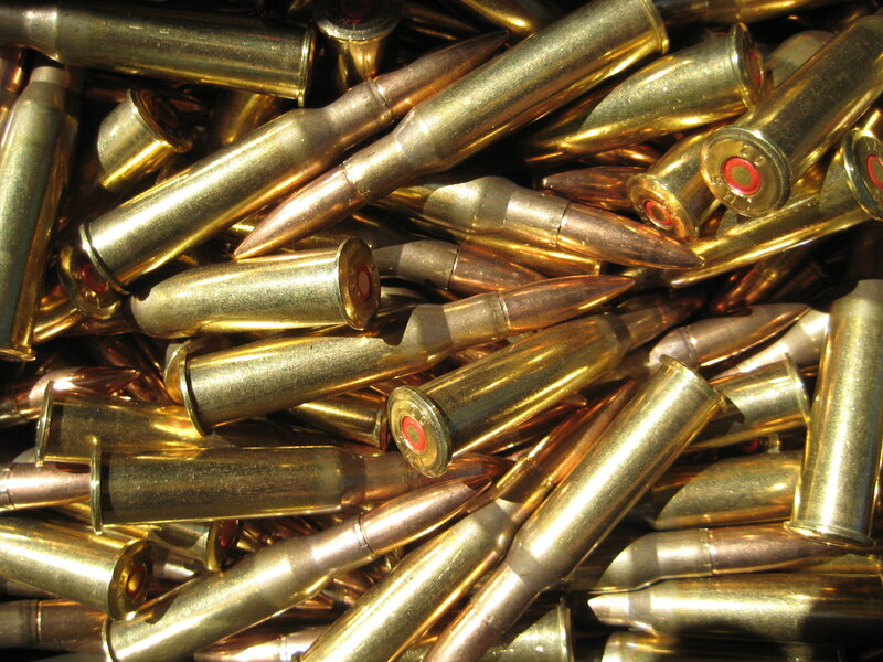 pile of brass bullet casings