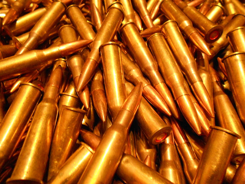 pile of brass bullets