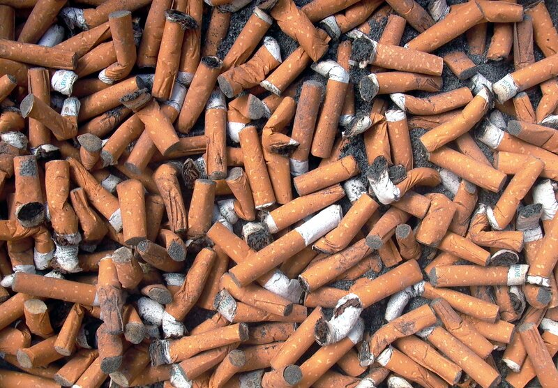 pile of cigarette butts