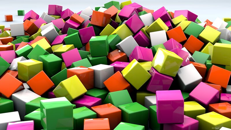 Pile of Colorful Cubes