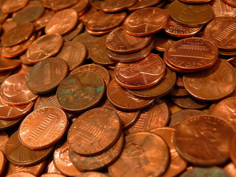 pile of copper pennies