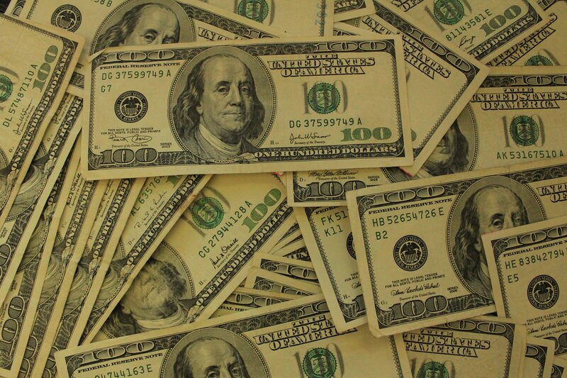 Pile of Hundred-dollar Bills — Green, Neutral, Photograph, Money, Currency, Beige