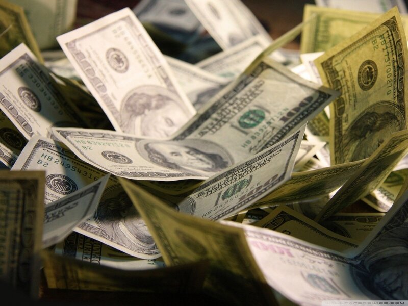 Pile of Hundred-dollar Bills — Green, Neutral, Photograph