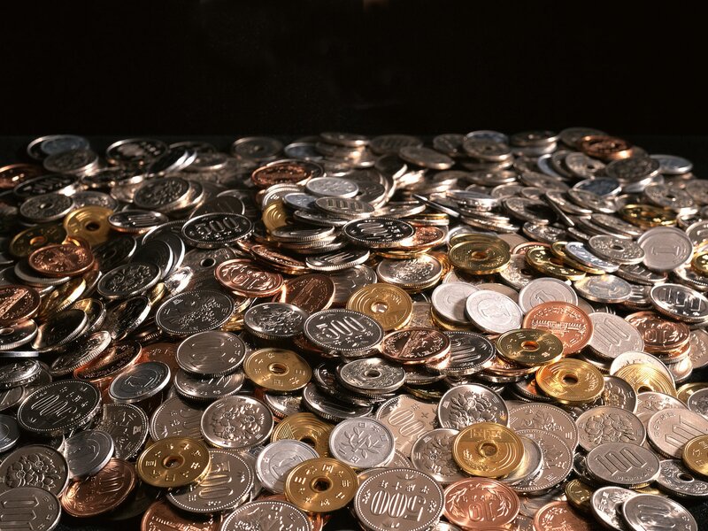 Pile of Japanese coins