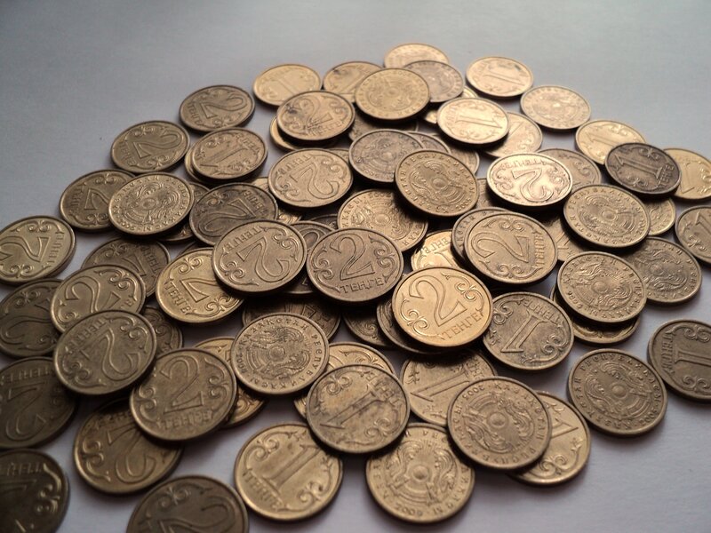 pile of kazakhstani tenge coins
