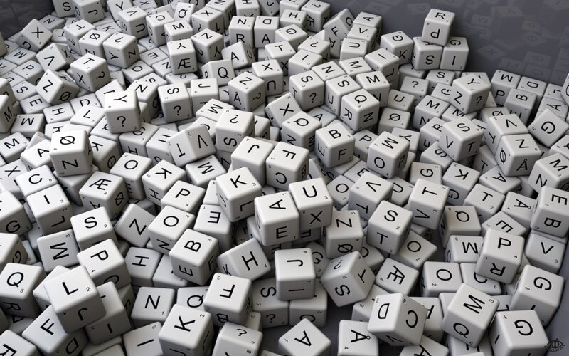 pile of letter dice