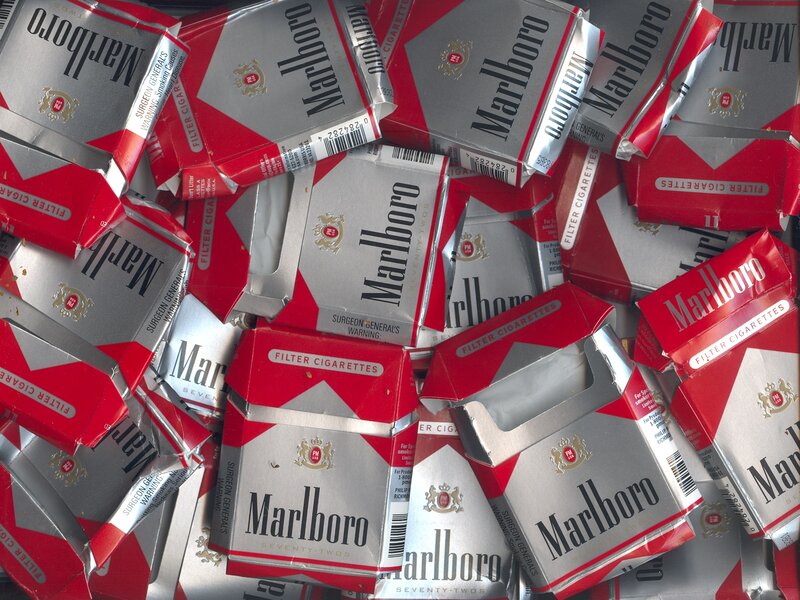 Pile of Marlboro cigarette packs