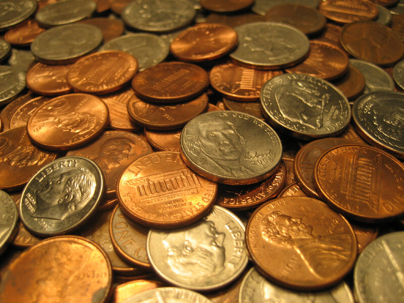 pile of mixed US coins