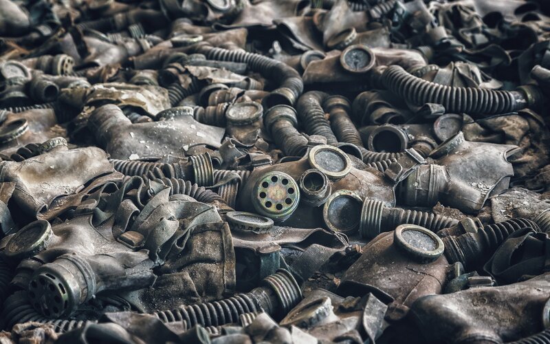 Pile of Old Gas Masks — Gray