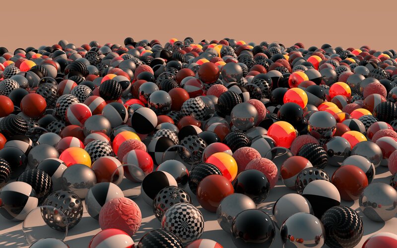 Pile of Patterned Spheres