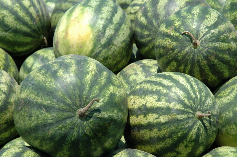 Pile of ripe watermelons