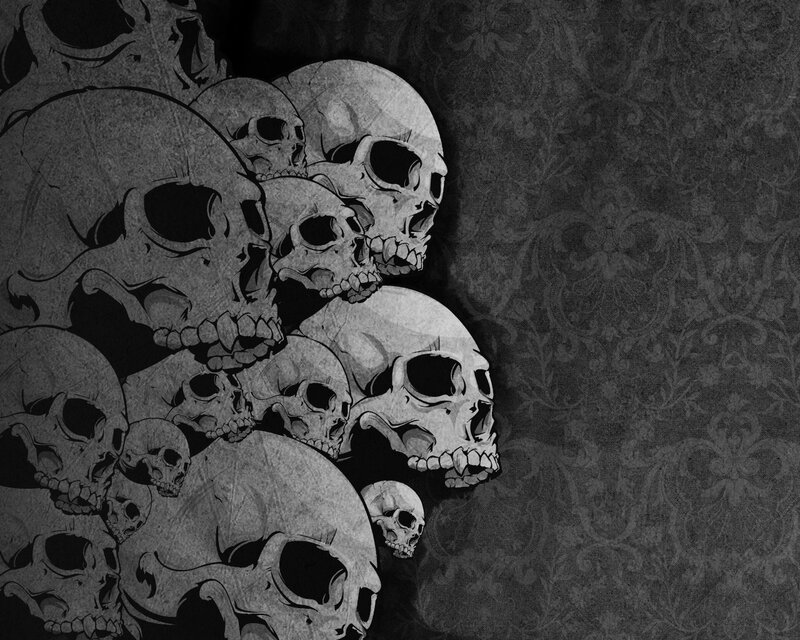 Pile of Skulls — Black, Dark, Digital Art, Patterned Background