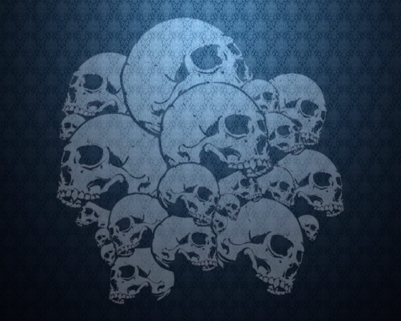 Pile of Skulls — Blue, Dark, Illustration