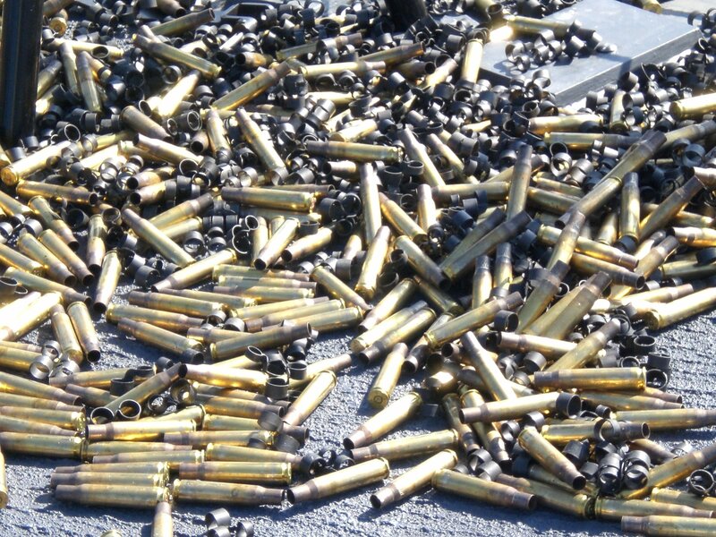 Pile of spent bullet casings
