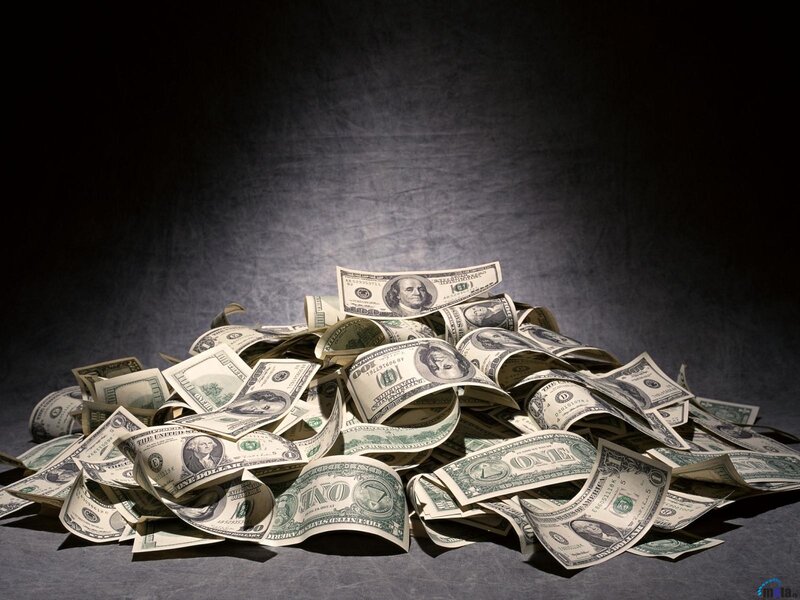 Pile of US Dollar Bills — Green, Dramatic