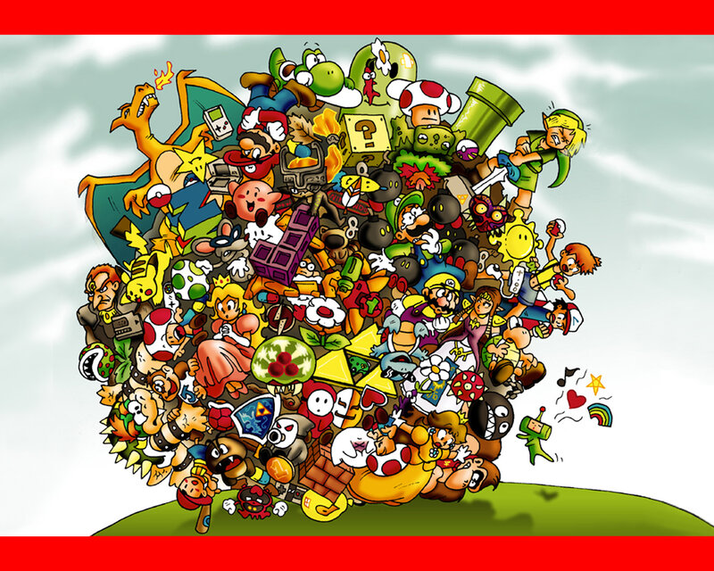 Pile of Video Game Characters — Green