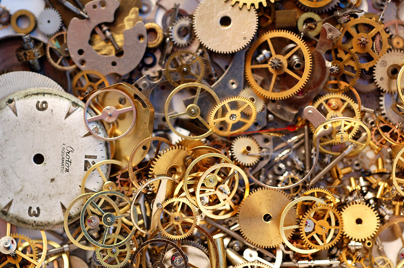Pile of watch gears and parts