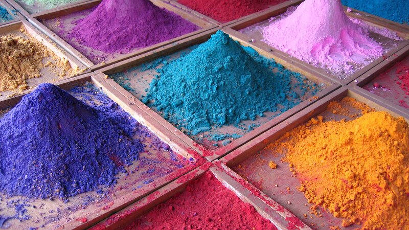 Piles of Colored Powder