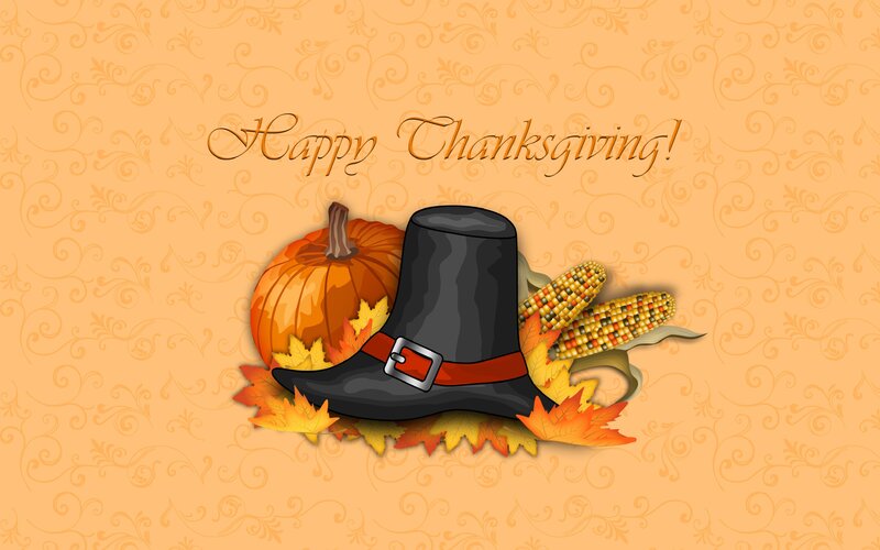 Pilgrim Hat with Corn and Pumpkin