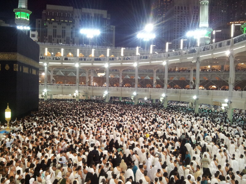 Pilgrims Circling Kaaba — White, Serene, Night, Photograph
