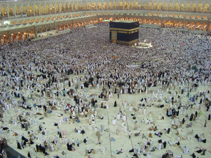 Pilgrims Circling Kaaba — White, Serene, Night