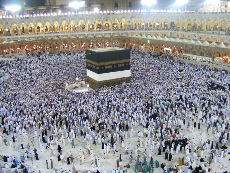 Pilgrims Circling Kaaba — White