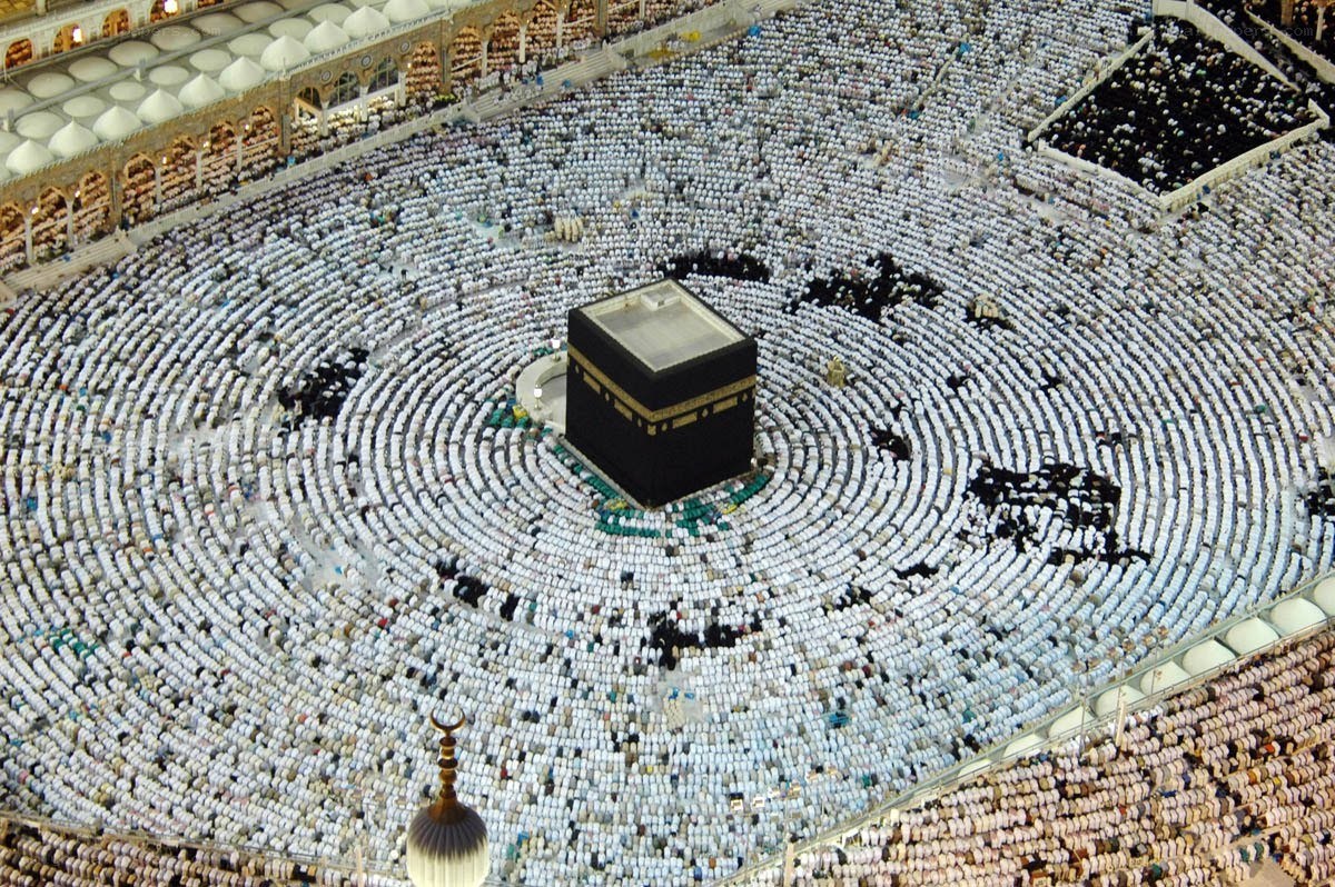 Pilgrims circling the Kaaba