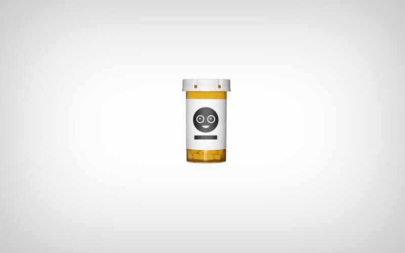pill bottle with smiley face