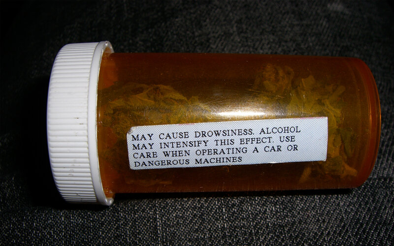 pill bottle with warning label