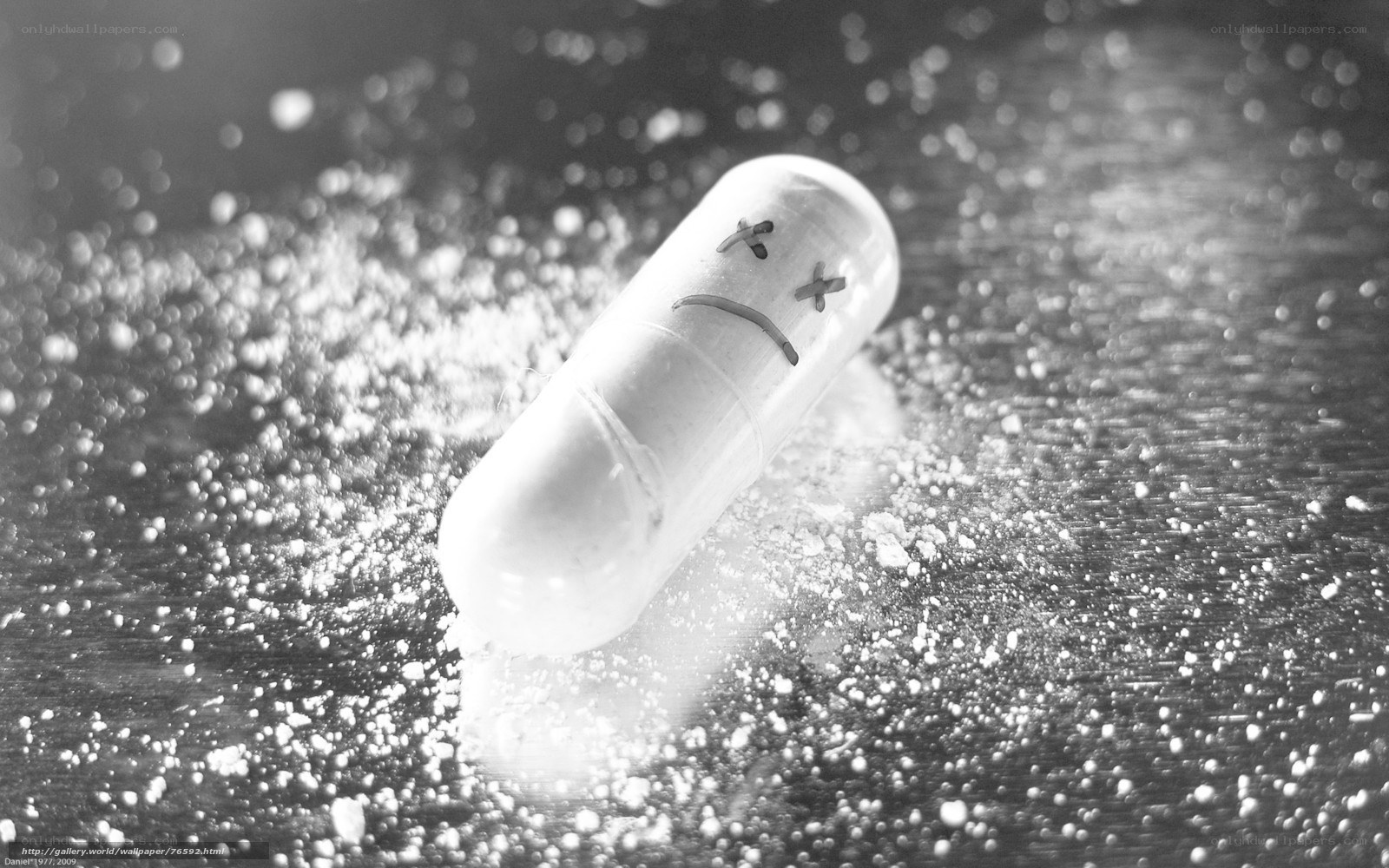 pill with sad face
