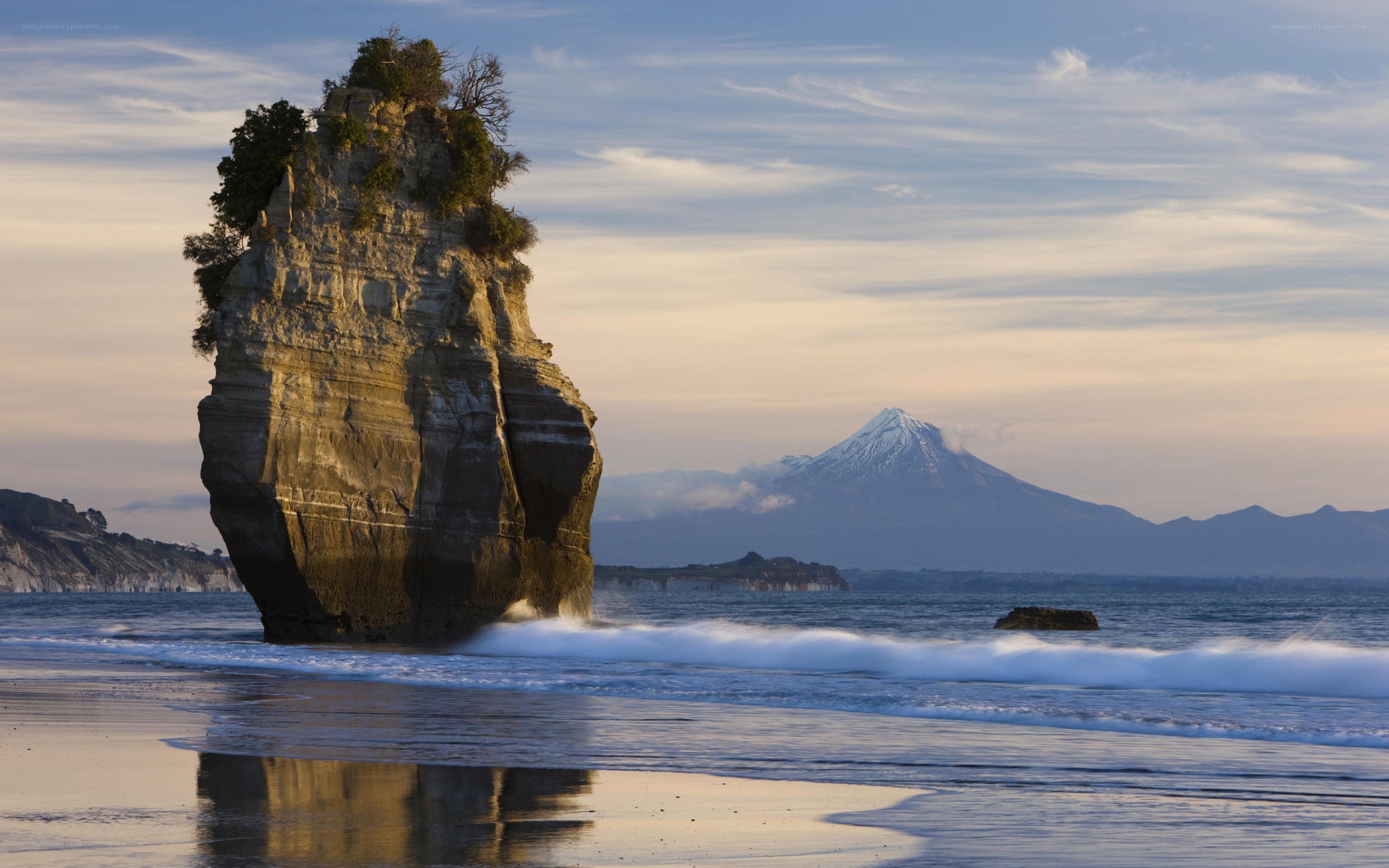 Pillar rock at sunset with mountain