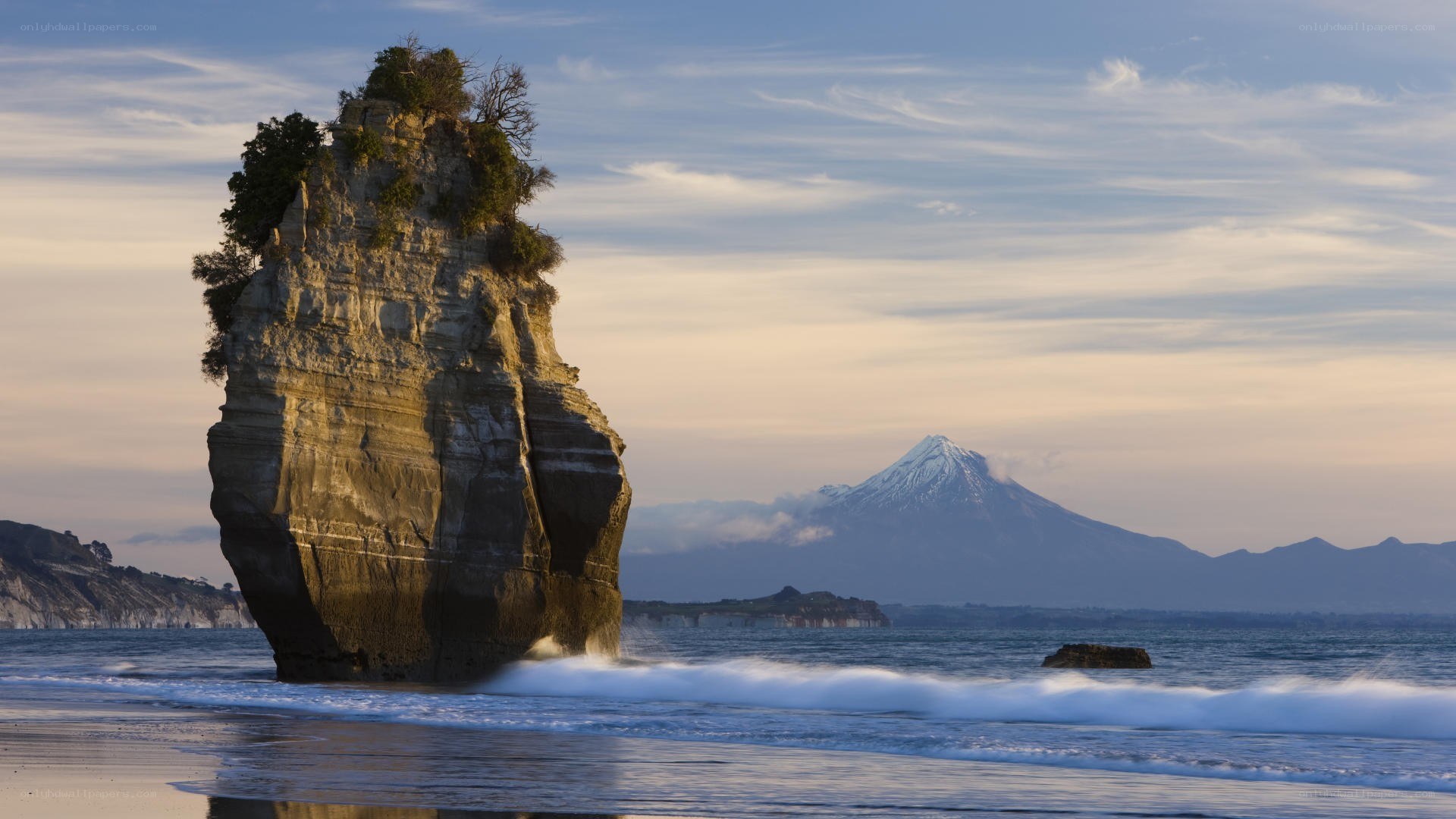 Pillar rock with mountain view