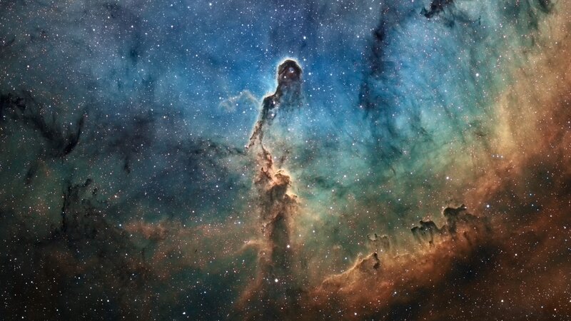Pillars of Creation — Blue, Dramatic, Night, Photograph