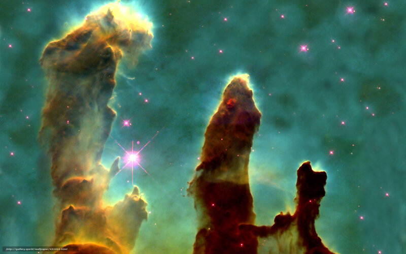 Pillars of Creation — Green, Dramatic, Photograph, Nebula