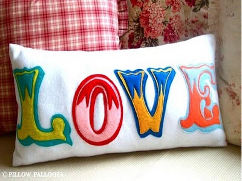Pillow with Love Text